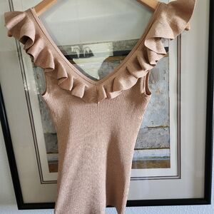 SOLD ❤ZIMMERMAN gold ruffle tank top 0